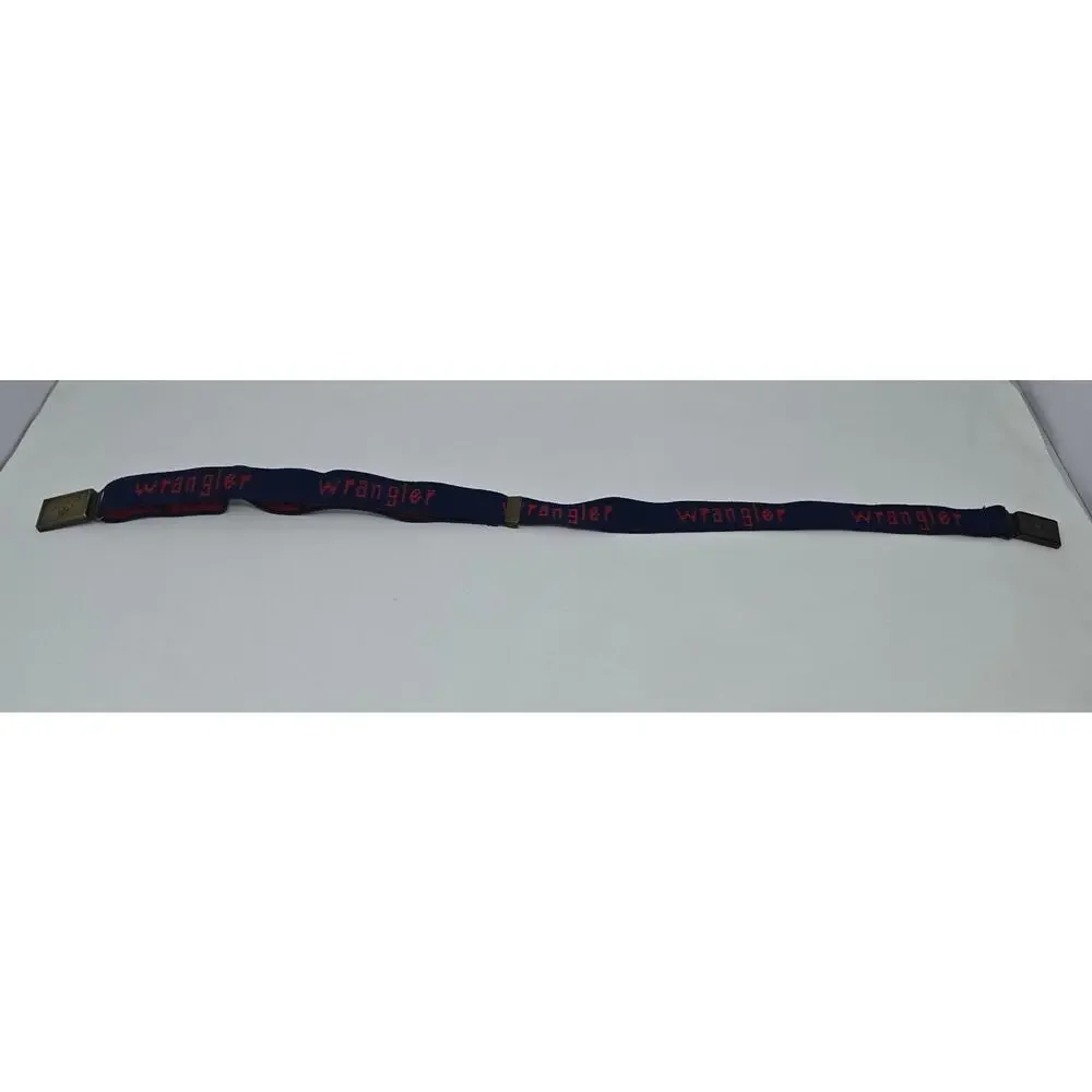 Vintage Wrangler Boy's Woven Elastic Belt Navy Blue Red Magnet Buckle 36
